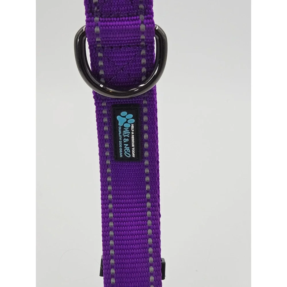 Max & Neo Neo Collar Purple Reflective Nylon Dog Collar Large 17-25in E14